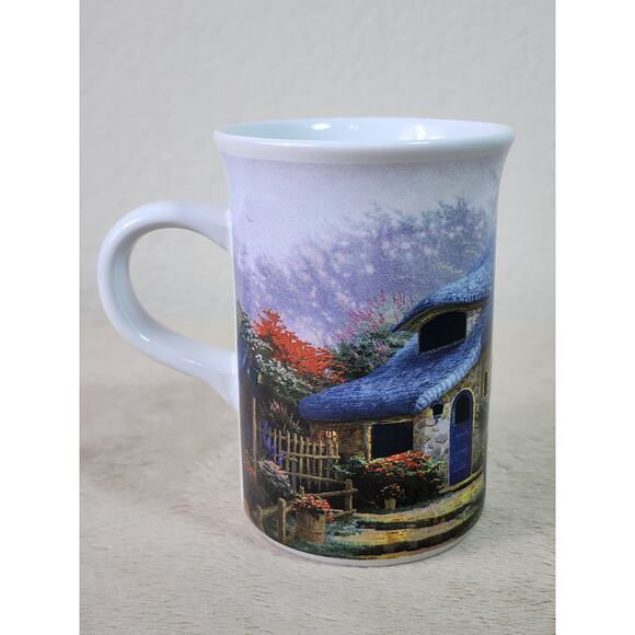 Thomas Kinkade Coffee Mug Teacup 10oz Lilac Cottage 2004 Porcelain 4" Vintage - Picture 1 of 12